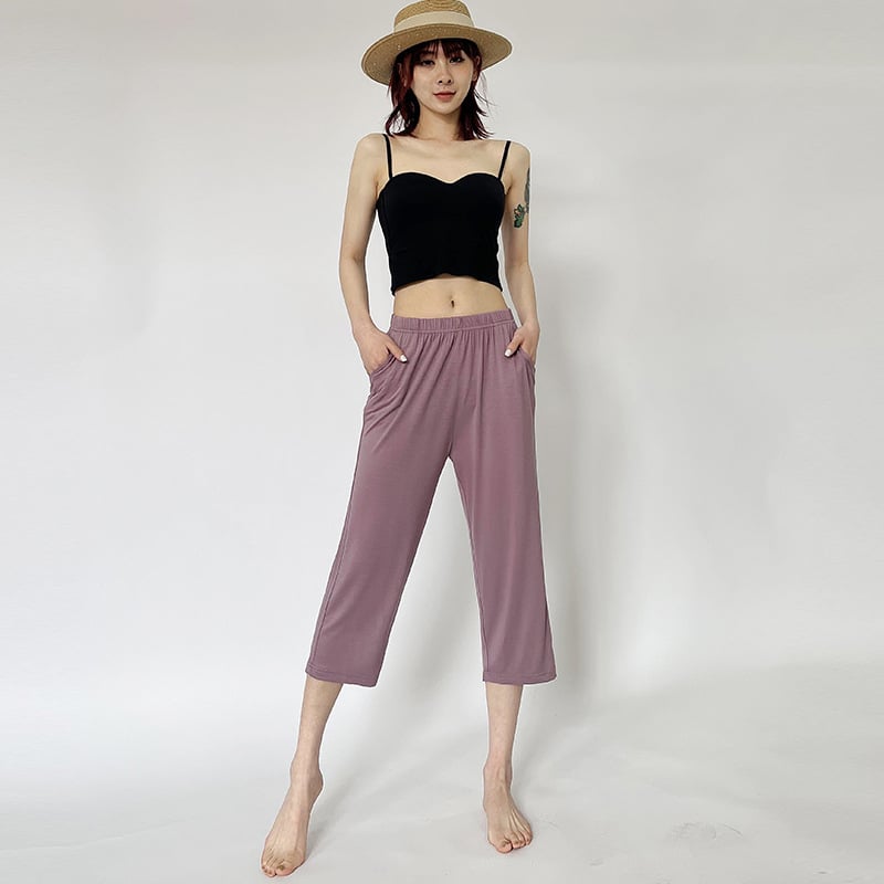 Pantaloni de casă din modal, lungime 7/8, subțiri și respirabili, croi lejer, cu atingere plăcută pielii