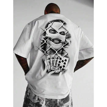 Ανδρικό βαμβακερό T-shirt με κοντά μανίκια, εκτύπωση anime και μοτίβο κρανίου IP