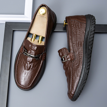 Mocasin bărbătești, loafers cu aspect crocodil, partea superioară din PU, talpă din cauciuc, respirabili, stil casual, primăvara 2026