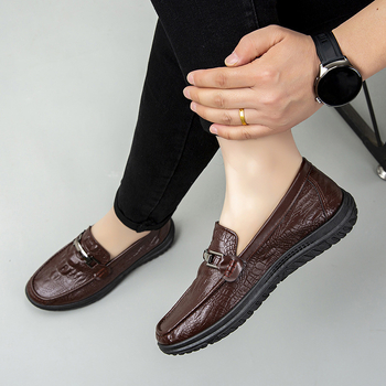 Mocasin bărbătești, loafers cu aspect crocodil, partea superioară din PU, talpă din cauciuc, respirabili, stil casual, primăvara 2026