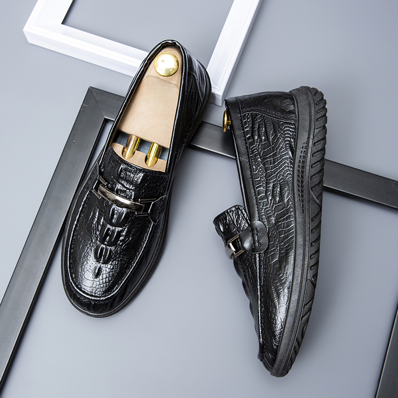 Mocasin bărbătești, loafers cu aspect crocodil, partea superioară din PU, talpă din cauciuc, respirabili, stil casual, primăvara 2026
