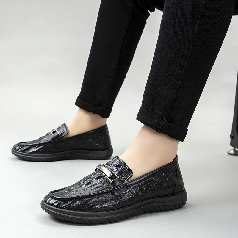 Mocasin bărbătești, loafers cu aspect crocodil, partea superioară din PU, talpă din cauciuc, respirabili, stil casual, primăvara 2026