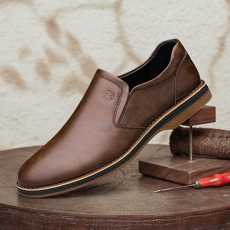 Mocasini bărbați din piele de vițel, pantofi din piele respirabili, talpă moale din cauciuc, slip-on, stil business casual