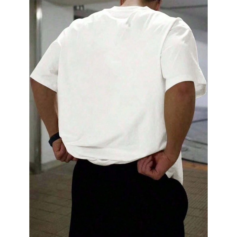 Αντρικό T-shirt από 100% βαμβάκι με σχέδιο αετού, ευρωπαϊκού μεγέθους, ελαφρώς φαρδιά γραμμή, στρογγυλός λαιμός, κοντά μανίκια
