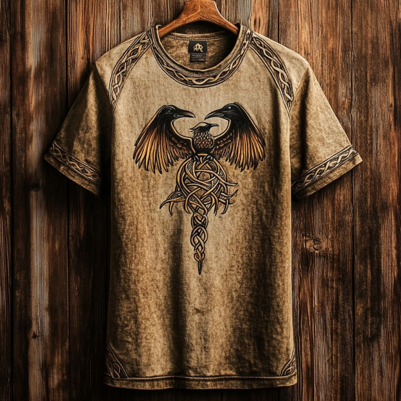 Ανδρικό καλοκαιρινό λινό T-shirt με κοντό μανίκι, χαλαρή εφαρμογή, στρογγυλός λαιμός, 3D εθνοτικό ψηφιακό τύπωμα