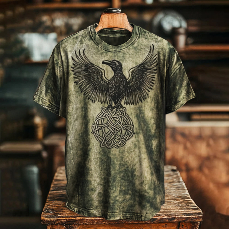 Ανδρικό καλοκαιρινό λινό T-shirt με κοντό μανίκι, χαλαρή εφαρμογή, στρογγυλός λαιμός, 3D εθνοτικό ψηφιακό τύπωμα