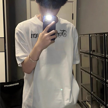 Αμερικάνικο streetwear, βαριά βαμβακερή κοντομάνικη μπλούζα για άνδρες, καλοκαίρι, ρετρό χιπ-χοπ, χαλαρή γραμμή