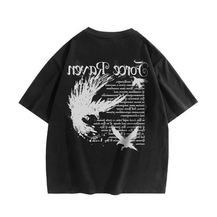 Αμερικάνικο streetwear, βαριά βαμβακερή κοντομάνικη μπλούζα για άνδρες, καλοκαίρι, ρετρό χιπ-χοπ, χαλαρή γραμμή
