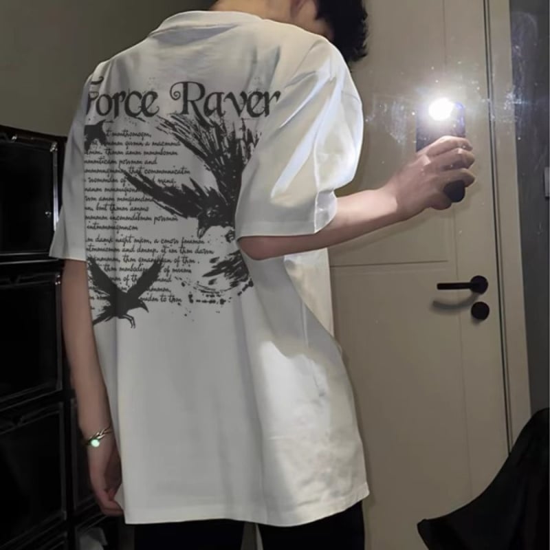 Αμερικάνικο streetwear, βαριά βαμβακερή κοντομάνικη μπλούζα για άνδρες, καλοκαίρι, ρετρό χιπ-χοπ, χαλαρή γραμμή