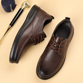 Pantofi din piele de vită top-grain, stil business casual, talpă ușoară și moale, respirabili, șireturi, pantofi eleganți
