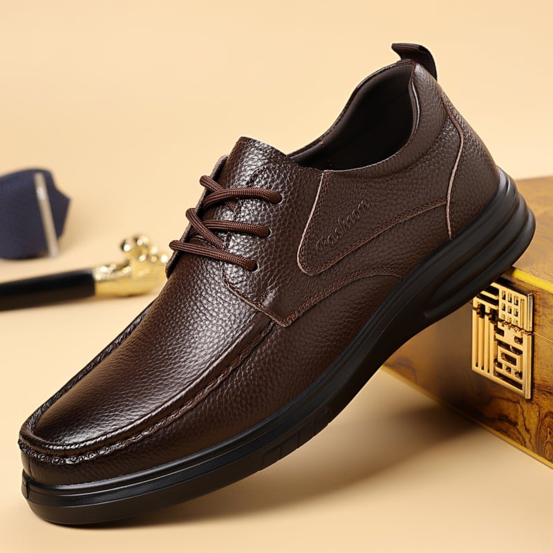 Pantofi din piele de vită top-grain, stil business casual, talpă ușoară și moale, respirabili, șireturi, pantofi eleganți