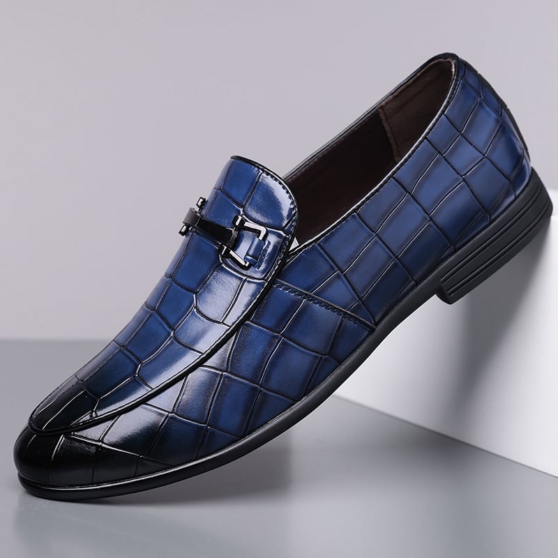 Loafers bărbați din PU, model în carouri, talpă din cauciuc, ușori, vârf drept, stil business, mărime 48