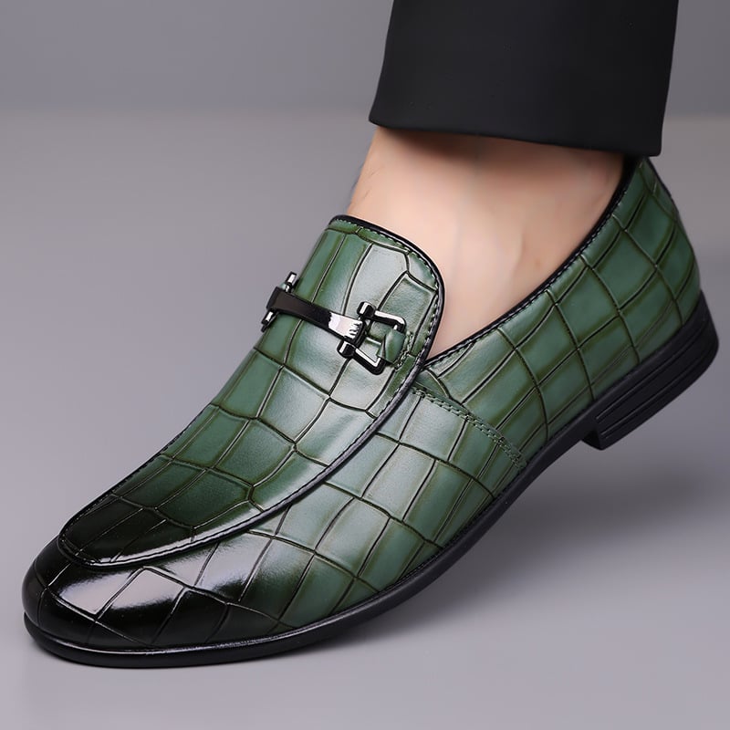 Loafers bărbați din PU, model în carouri, talpă din cauciuc, ușori, vârf drept, stil business, mărime 48