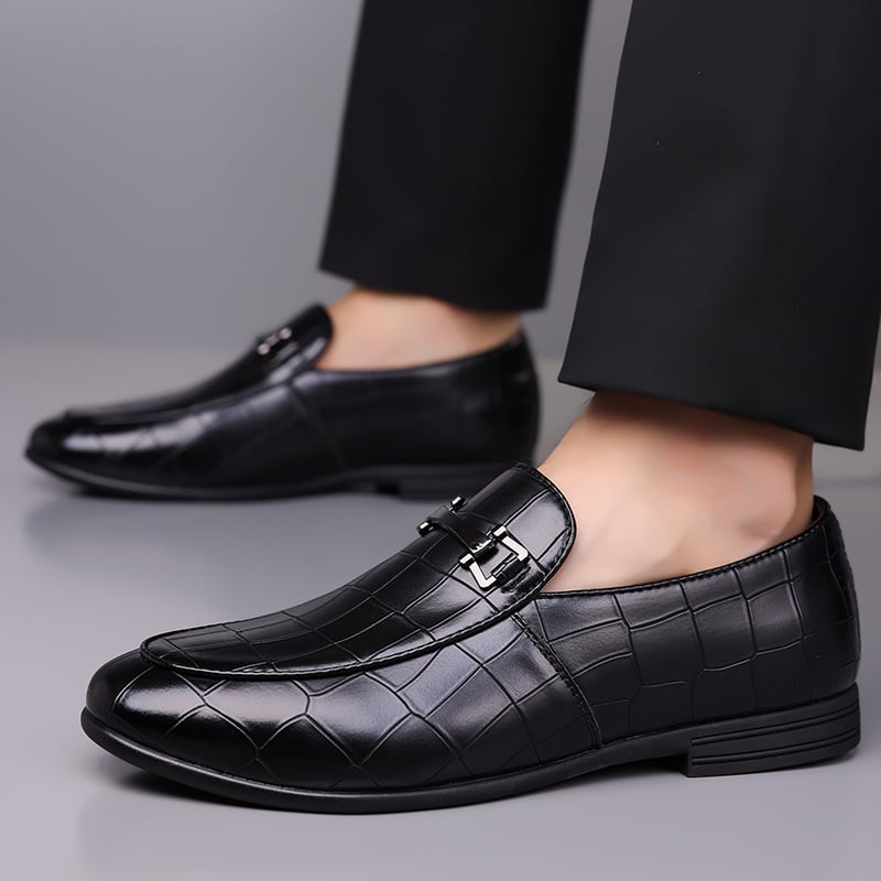 Loafers bărbați din PU, model în carouri, talpă din cauciuc, ușori, vârf drept, stil business, mărime 48