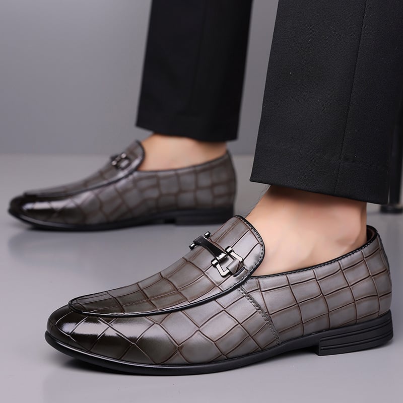 Loafers bărbați din PU, model în carouri, talpă din cauciuc, ușori, vârf drept, stil business, mărime 48