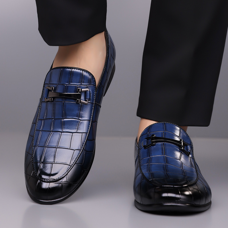Loafers bărbați din PU, model în carouri, talpă din cauciuc, ușori, vârf drept, stil business, mărime 48