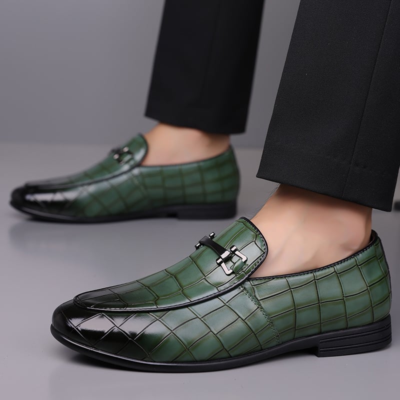 Loafers bărbați din PU, model în carouri, talpă din cauciuc, ușori, vârf drept, stil business, mărime 48
