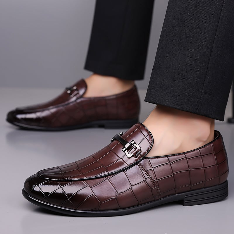 Loafers bărbați din PU, model în carouri, talpă din cauciuc, ușori, vârf drept, stil business, mărime 48