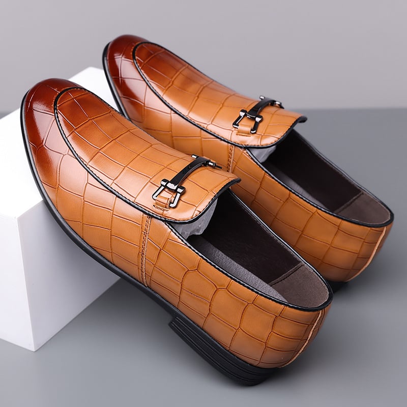 Loafers bărbați din PU, model în carouri, talpă din cauciuc, ușori, vârf drept, stil business, mărime 48