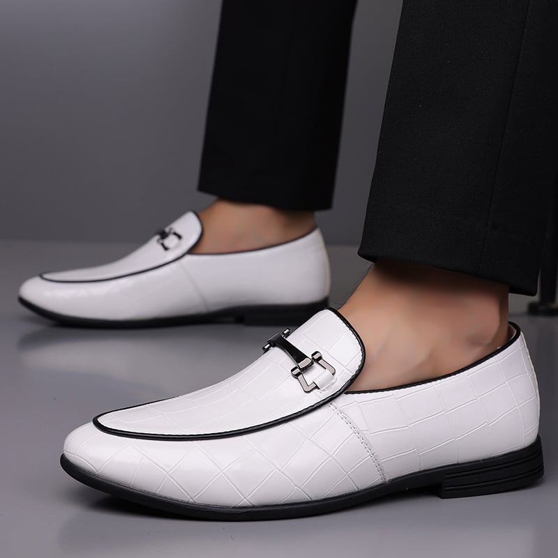 Loafers bărbați din PU, model în carouri, talpă din cauciuc, ușori, vârf drept, stil business, mărime 48