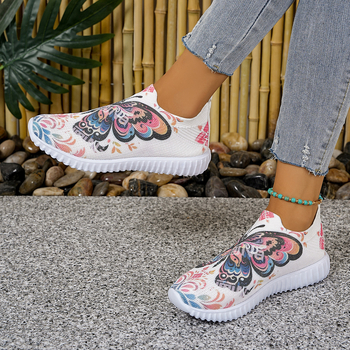 Γυναικεία ανάλαφρα slip-on παπούτσια με μαλακή σόλα, διατρητό επάνω μέρος με μοτίβο πεταλούδας, ελαφριά αντιολισθητικά αθλητικά για καθημερινή χρήση
