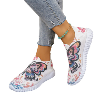 Γυναικεία ανάλαφρα slip-on παπούτσια με μαλακή σόλα, διατρητό επάνω μέρος με μοτίβο πεταλούδας, ελαφριά αντιολισθητικά αθλητικά για καθημερινή χρήση