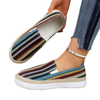 Szalmás talpú halászcipő, légáteresztő slip-on, szivárvány csíkokkal