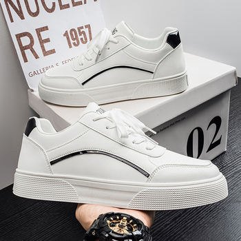 Ανδρικά casual sneakers χαμηλού ύψους, λευκά, σε μεγάλο μέγεθος, κατάλληλα για άνοιξη και φθινόπωρο, μοντέρνα και ευέλικτα