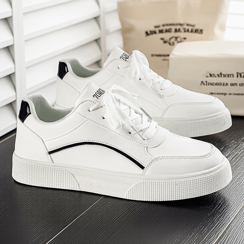 Ανδρικά casual sneakers χαμηλού ύψους, λευκά, σε μεγάλο μέγεθος, κατάλληλα για άνοιξη και φθινόπωρο, μοντέρνα και ευέλικτα