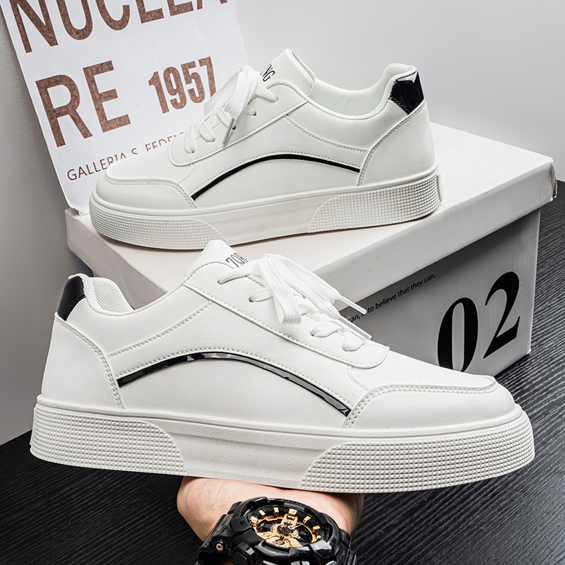 Ανδρικά casual sneakers χαμηλού ύψους, λευκά, σε μεγάλο μέγεθος, κατάλληλα για άνοιξη και φθινόπωρο, μοντέρνα και ευέλικτα