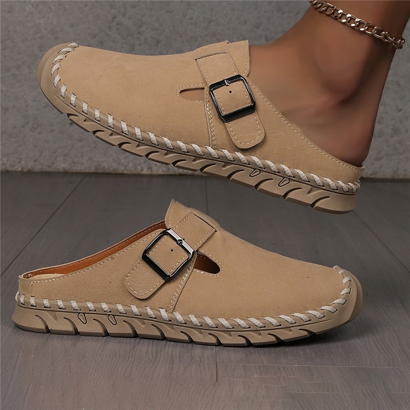 Női lapos papucs szintetikus bőrből készült felsőrésszel, kerek orrú, slip-on, könnyű és vízálló