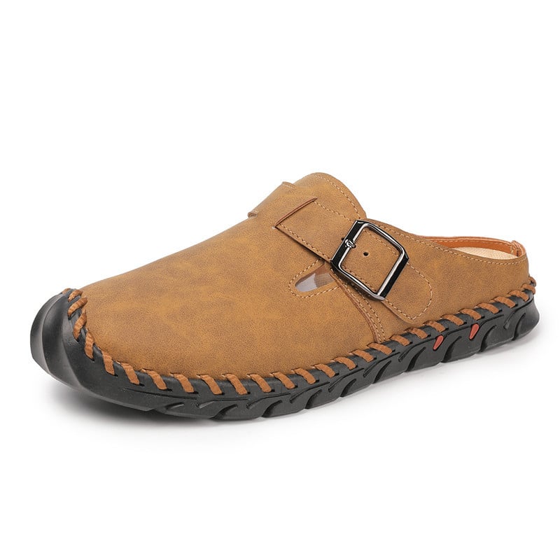 Női lapos papucs szintetikus bőrből készült felsőrésszel, kerek orrú, slip-on, könnyű és vízálló