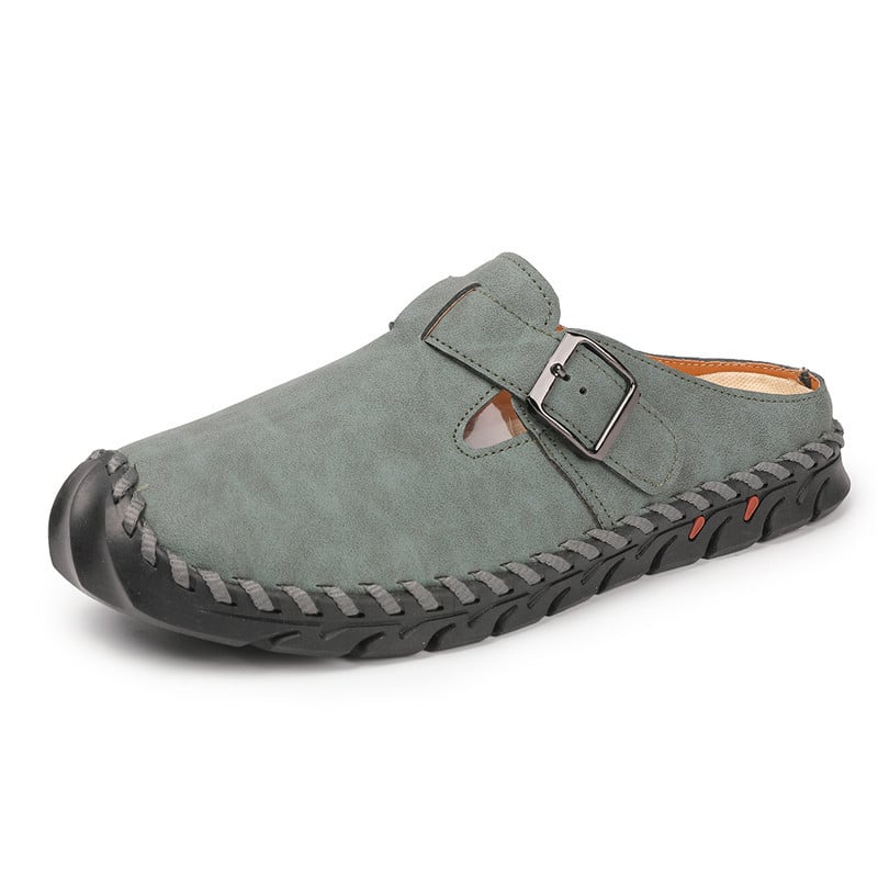 Női lapos papucs szintetikus bőrből készült felsőrésszel, kerek orrú, slip-on, könnyű és vízálló