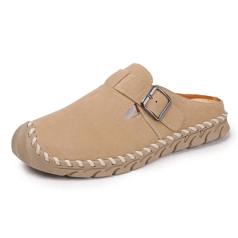 Női lapos papucs szintetikus bőrből készült felsőrésszel, kerek orrú, slip-on, könnyű és vízálló