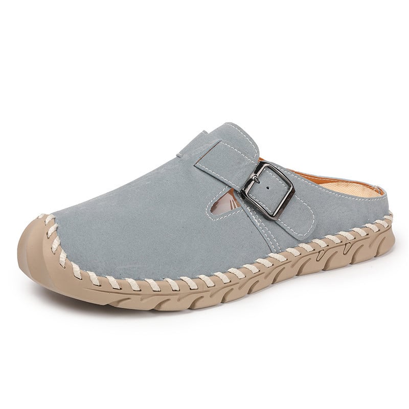 Női lapos papucs szintetikus bőrből készült felsőrésszel, kerek orrú, slip-on, könnyű és vízálló