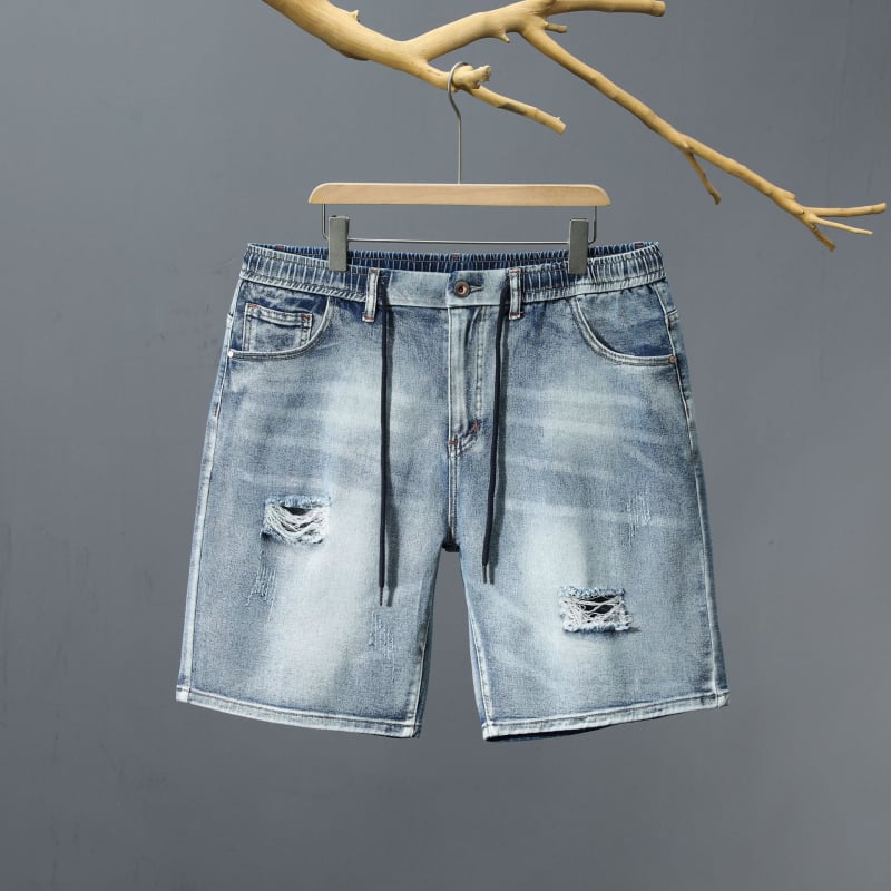 Férfi denim rövidnadrág több zsebbel – nyár, nagy méret, hétköznapi stílus