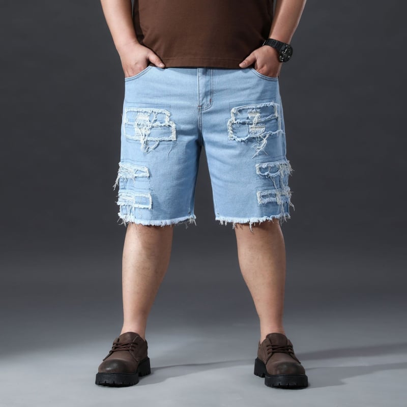 Férfi denim rövidnadrág több zsebbel – nyár, nagy méret, hétköznapi stílus