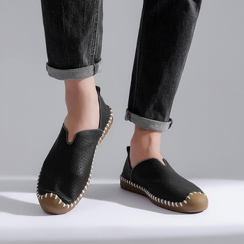 Pantofi casual bărbați primăvară-vară, loaferi slip-on cu perforații, croiți manual, pentru condus, mărime mare