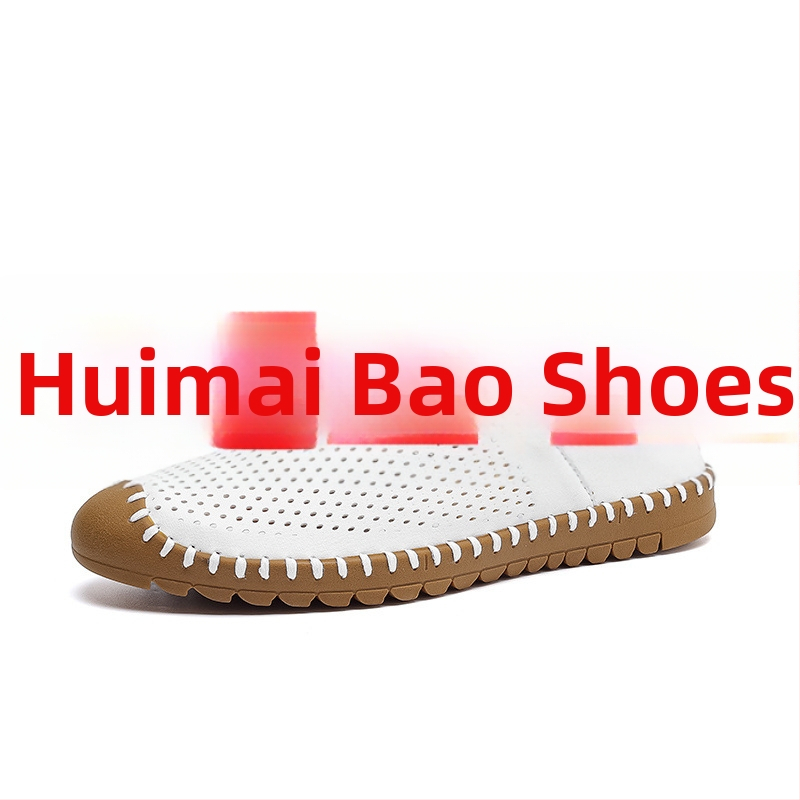 Pánske jarné-letné casual slip-on loafers s perforovaným dizajnom, ručne šité, na šoférovanie, veľká veľkosť