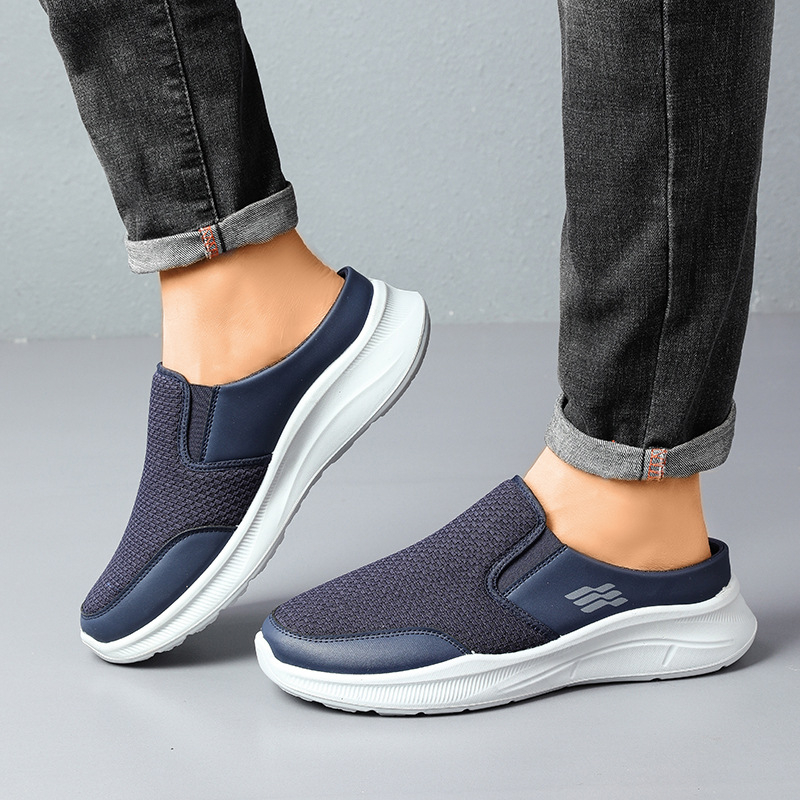 Pantofi de mers din plasă respirabilă, slip-on pentru persoane de vârstă mijlocie și vârstnici, talpă ușoară și moale, antiderapante