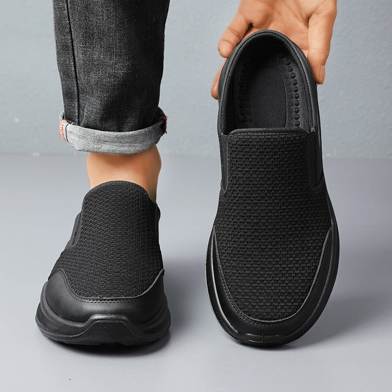 Pantofi de mers din plasă respirabilă, slip-on pentru persoane de vârstă mijlocie și vârstnici, talpă ușoară și moale, antiderapante