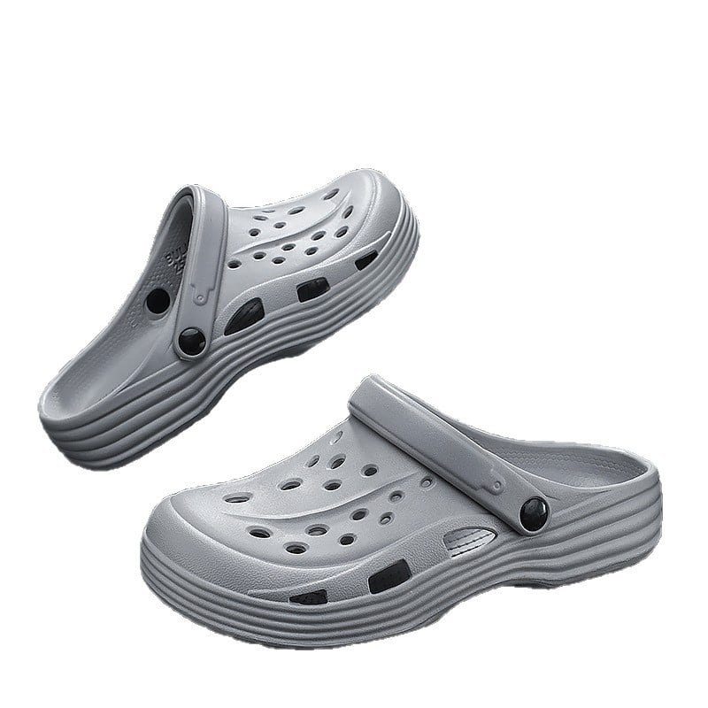 Cloguri pentru bărbați noi, confortabile, casual, cu perforații, vârf rotund, talpă groasă, culoare solidă, respirabile, Slip-On