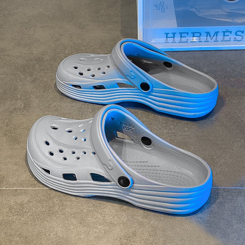 Cloguri pentru bărbați noi, confortabile, casual, cu perforații, vârf rotund, talpă groasă, culoare solidă, respirabile, Slip-On