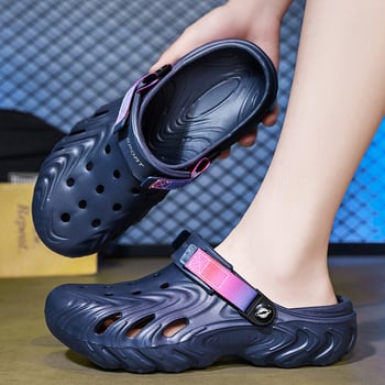 Sandale de plajă pentru bărbați, cu vârf închis, perforate, ușoare și respirabile, slip-on