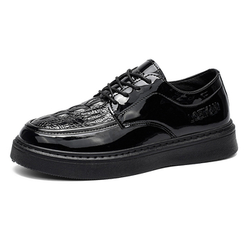 Pantofi casual din piele pentru bărbați, respirabili și comozi, design simplu și modern, glezna joasă, talpă groasă, PU partea superioară, PVC talpă, model gravat în formă de aripă