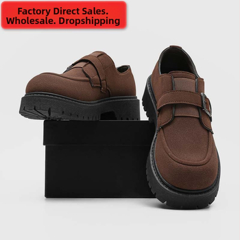 Pánske semišové derby loafers topánky, protišmyková gumová podrážka, britský štýl, pohodlné bežné topánky