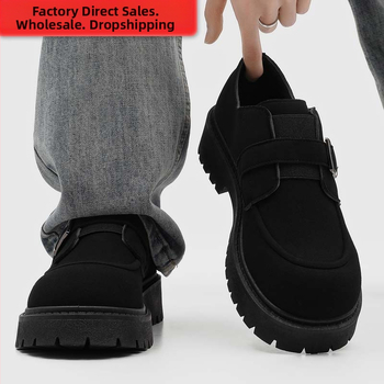 Pánske semišové derby loafers topánky, protišmyková gumová podrážka, britský štýl, pohodlné bežné topánky