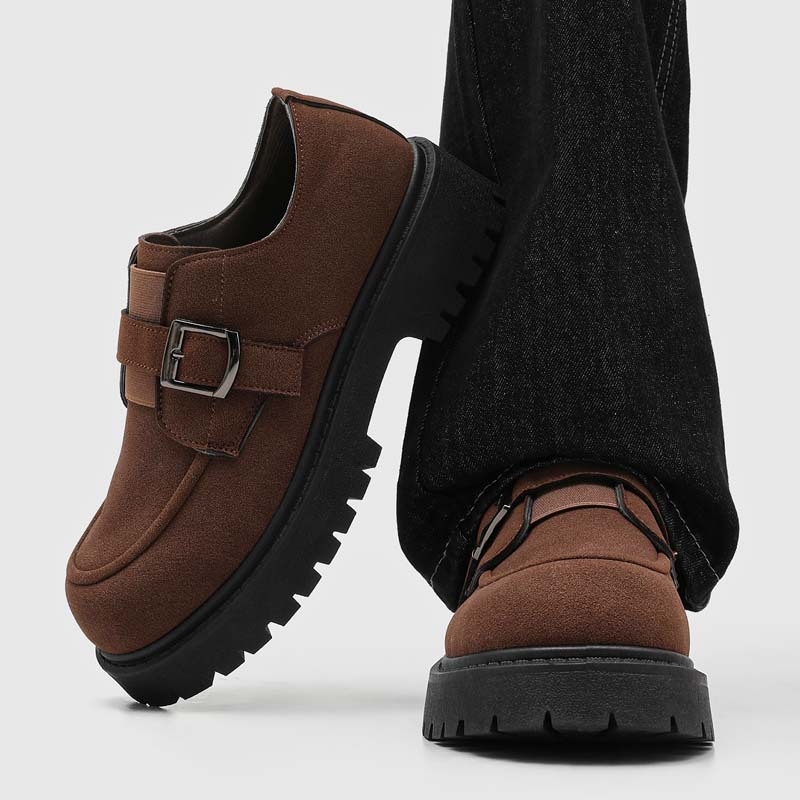 Pantofi bărbați din velur, derby loafers, talpă din cauciuc antiderapant, stil britanic, pantofi casual pentru ziua de zi