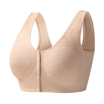 Sutien din bumbac 100% cu închidere frontală, stil vestă pentru femei, fără sârmă, din bumbac subțire, mărime mare pentru femei de vârsta mijlocie și în vârstă