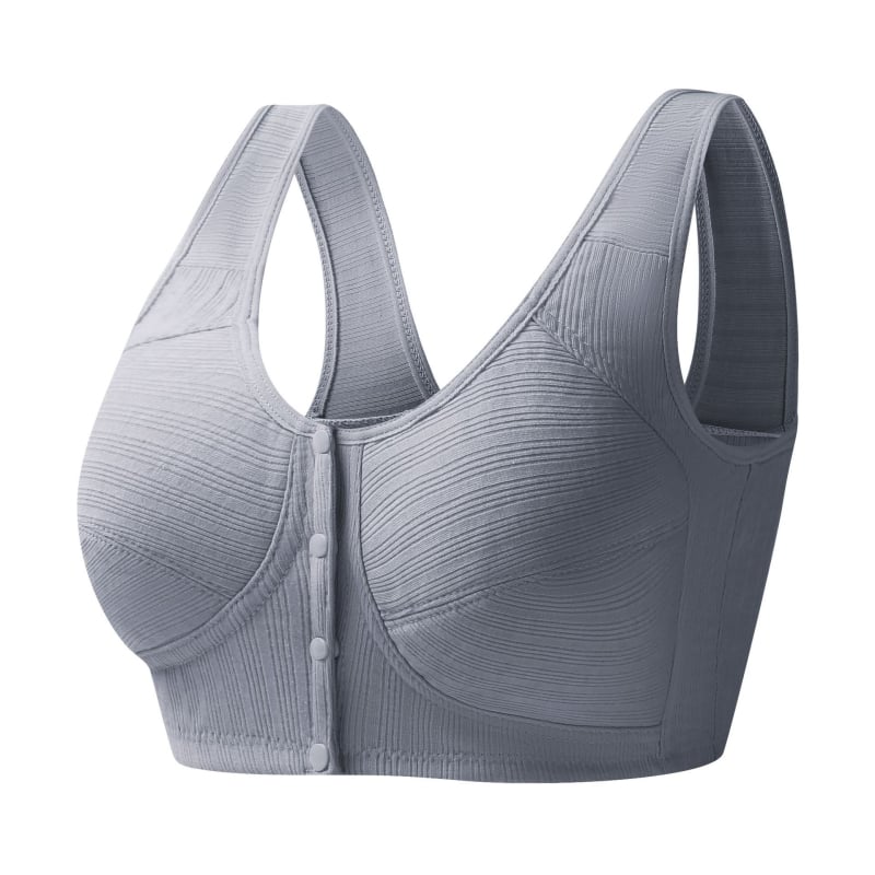 Sutien din bumbac 100% cu închidere frontală, stil vestă pentru femei, fără sârmă, din bumbac subțire, mărime mare pentru femei de vârsta mijlocie și în vârstă